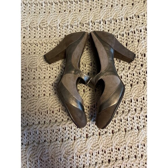 Aerosoles 3-tone Suede feel Mary Jane pump WOMEN'S SZ 10 LIKE NEW BROWN, BRONZ - Picture 9 of 12